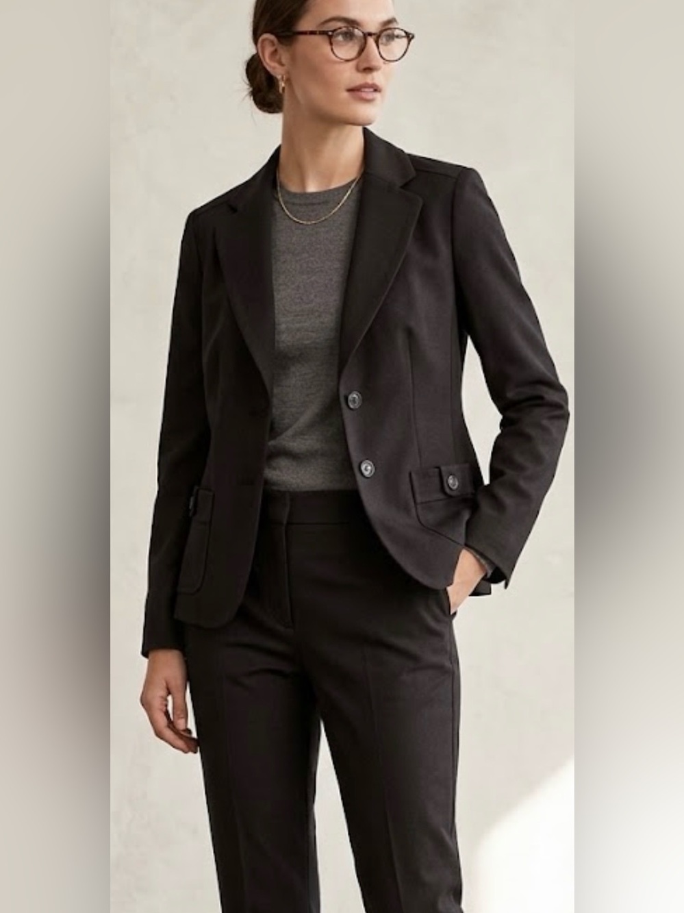 Banana Republic Black Tailored Two-Button Blazer
